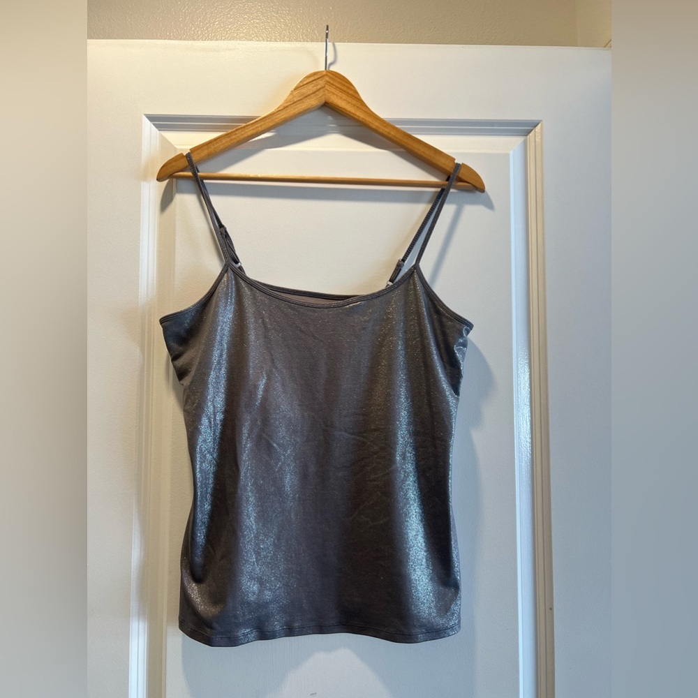 White House Black Market size large gray sparkling tank top